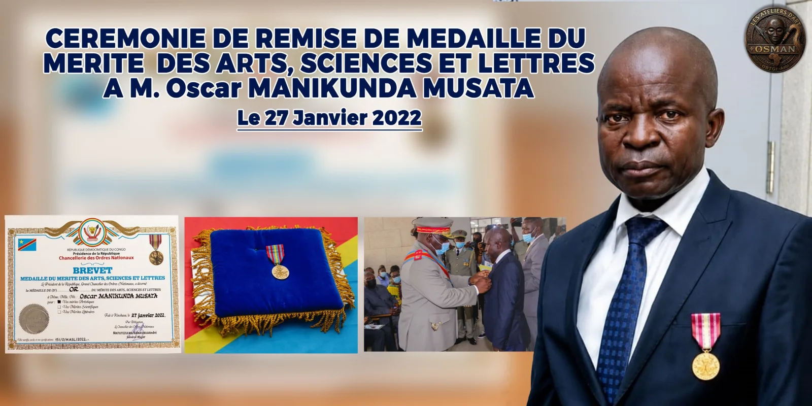 Cérémonie de remise de médaille à Oscar Manikunda Musata