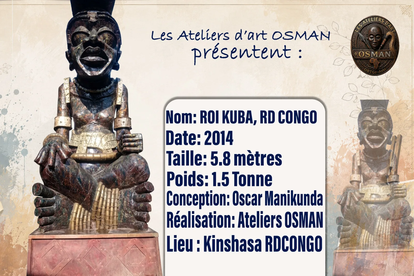 Sculpture du Roi Kuba réalisée par les Ateliers d’art Osman
